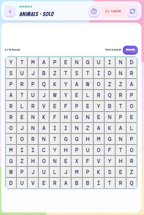 Wordie Game Board
